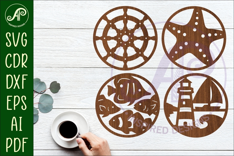 Ocean, nautical Coasters, laser cut out beach designs 2