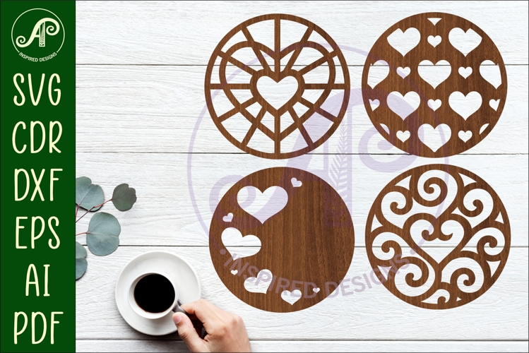 Heart Coasters, laser cut out Love heart designs d2