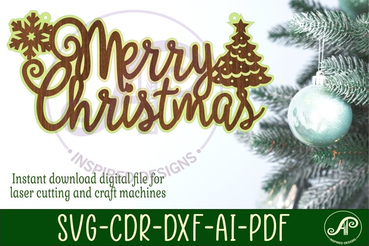 Merry Christmas wall art sign, SVG file. example image 1