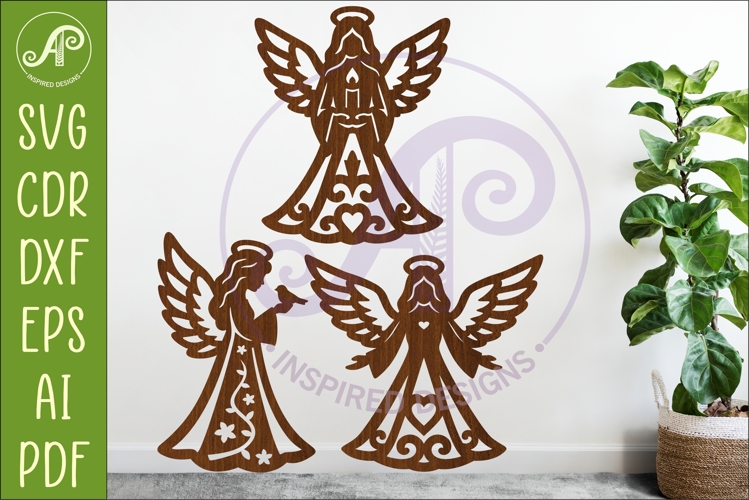 Angel SVG Silhouette, Guardian Angel Laser Cut Files 3