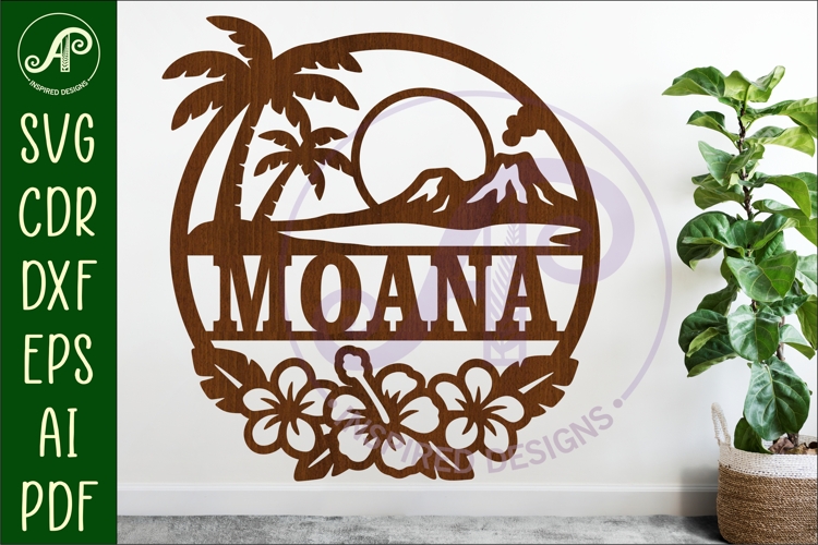 Hawaiian Tropical Name Sign SVG Island Luau Hibiscus Beach