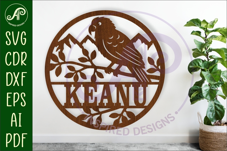 Kea New Zealand bird themed name sign svg laser