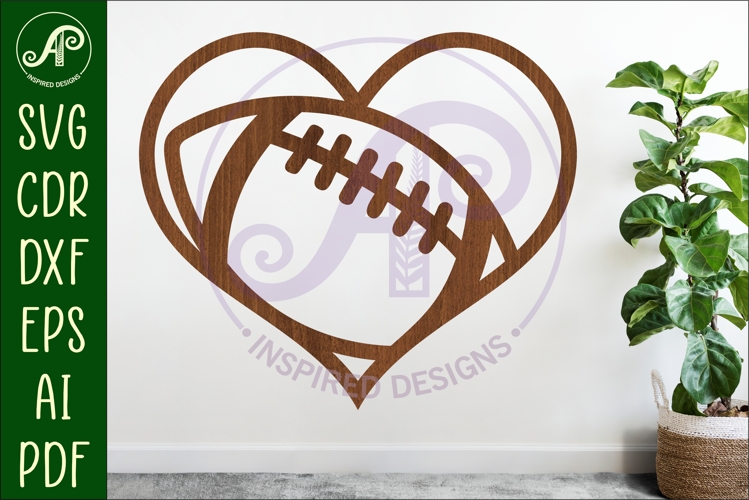 Football heart laser cut wall sign