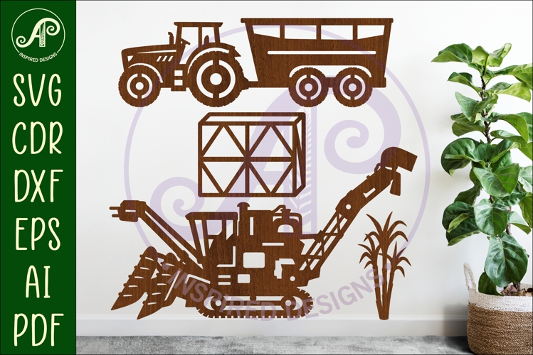 Sugar cane Harvesting vehicle laser cut outs SVG file