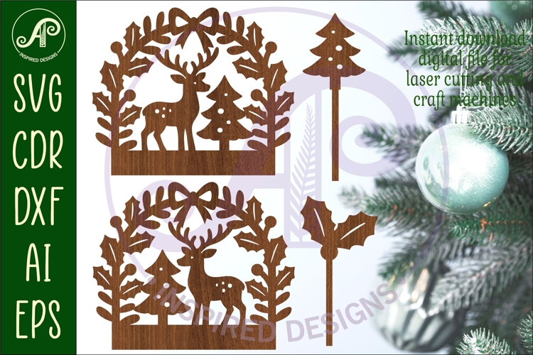 Yule log ends and toppers Christmas desert laser cut design