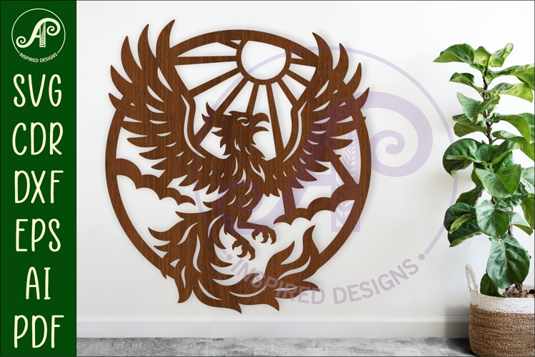 Phoenix Bird wall art sign, SVG file. Fire bird