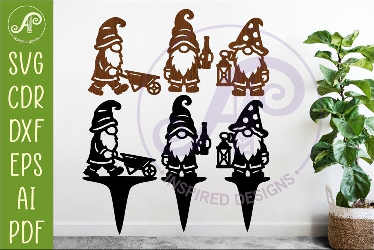 Gnome Silhouette Shapes and Garden Stakes SVG Mushroom Hat 1