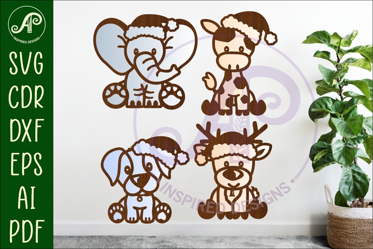 Christmas animals shapes laser cut wall art 2