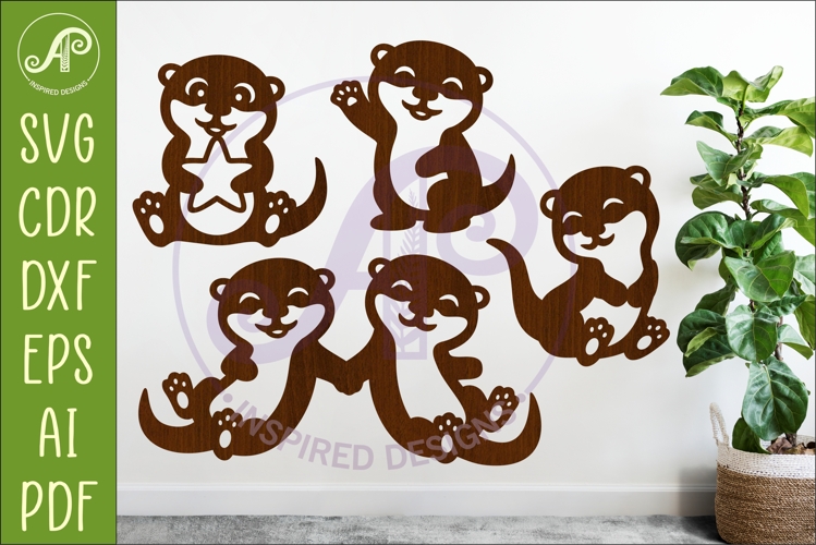 Cute Otters Silhouette SVG, Otter cut out shapes 1 example image 1