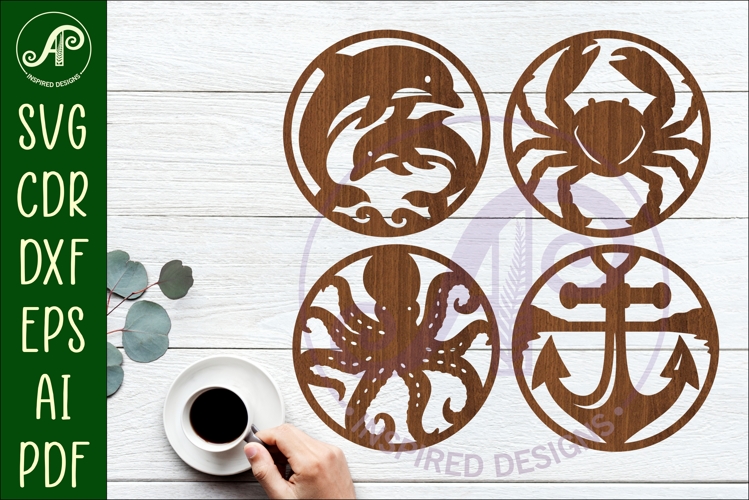 Ocean, nautical Coasters, laser cut out beach designs 1