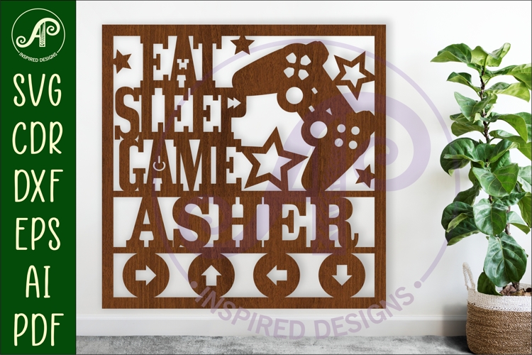 Gamer themed named wall sign or card topper svg
