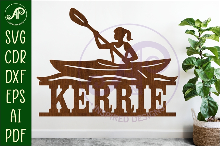 Female Kayak name wall art sign