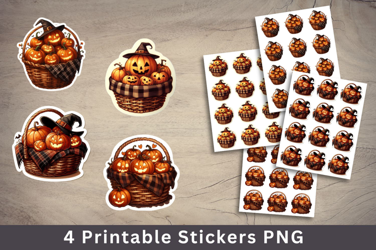 halloween printable sticker - pumpkin in the basket