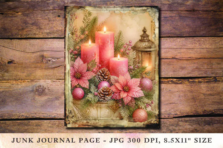 Christmas Junk Journal Pages Candle