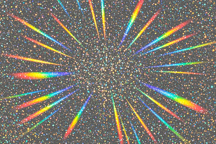 Arainbow explosion on a glittery background
