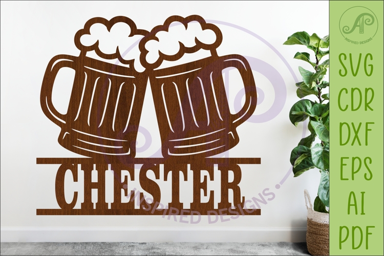 Beer Mug Name Sign SVG | Bar Wall Decor Laser Cut File