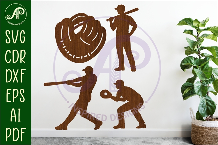 Baseball silhouettes laser cut outs SVG 2