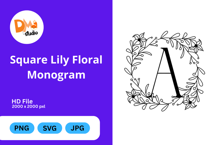 Square Lily Floral Monogram