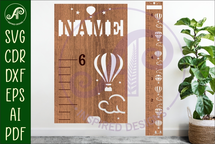 hot air balloon personalized kids height chart in Imperial