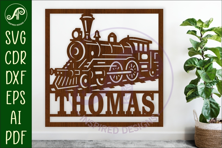 Train Name Sign SVG, Steam Train Wall Art, Kids Room Decor