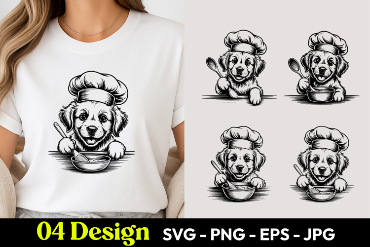 Chef Puppy Cartoon SVG PNG