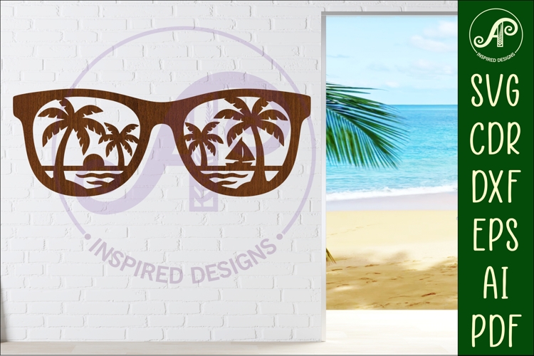 Sunglasses beach scene laser cut wall sign