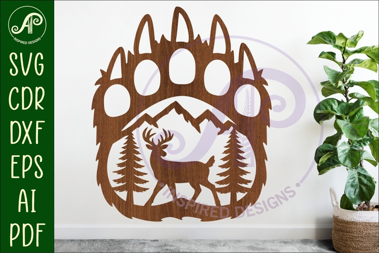 Bear paw print with Deer Buck wall sign