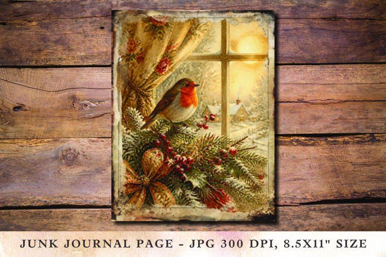 Christmas Junk Journal Pages bird example image 1