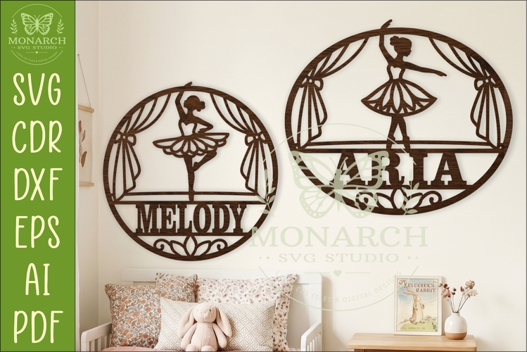 Ballerina Name Sign SVG | Personalized Ballet Wall Decor