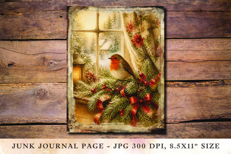 Christmas Junk Journal Pages bird