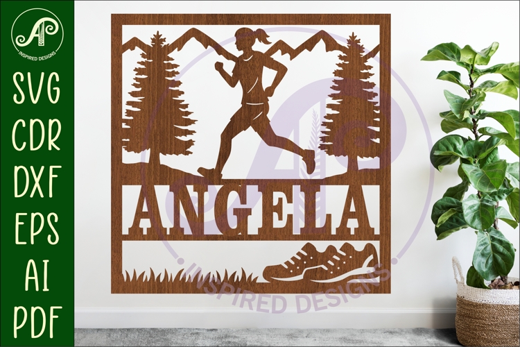 Runner, female running themed named wall sign or card topper