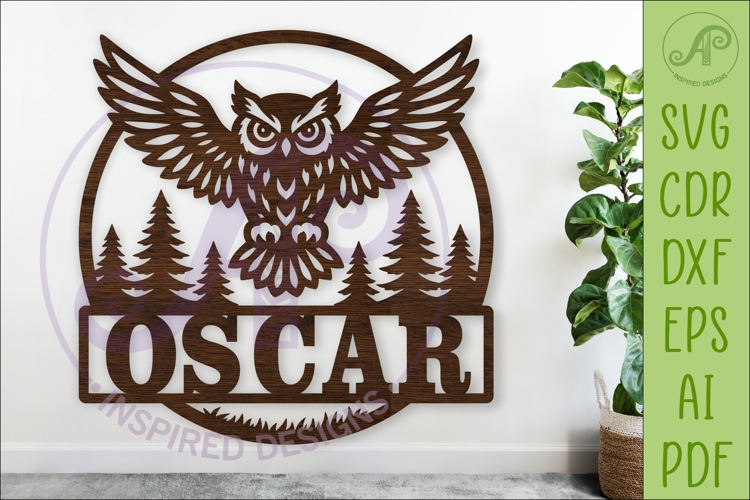 Owl Name Sign SVG for Laser cutting