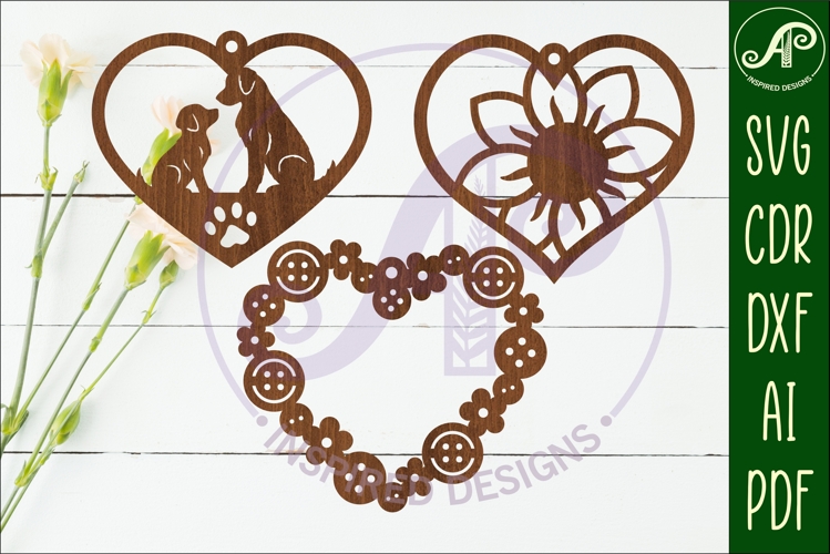 Hanging hearts wall sign, laser cut design 7