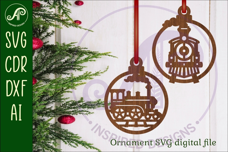 Steam train theme Christmas Ornament SVG