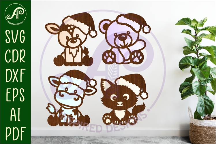 Christmas animals shapes laser cut wall art 1