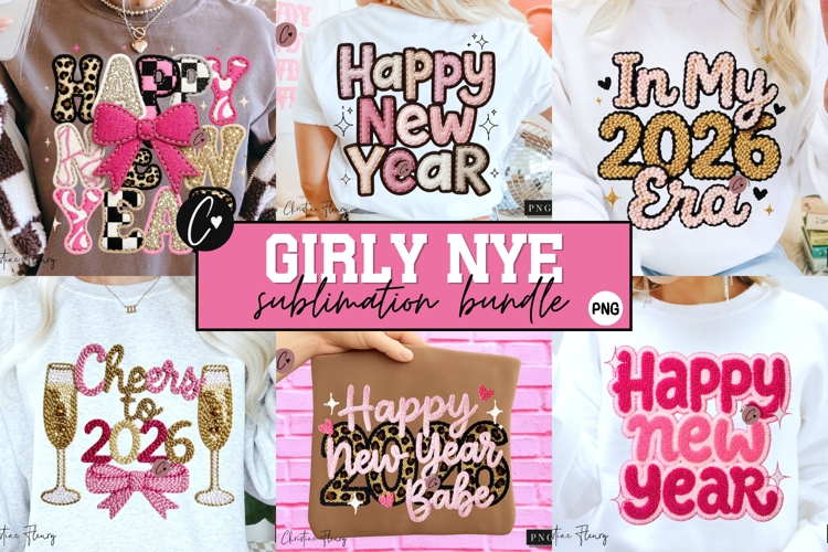 Preppy New Years Girly PNG Bundle Latch Hook