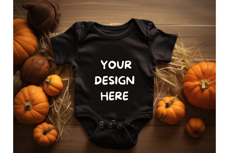 Halloween Black Baby Bodysuit Mockup Top View Kids Bodysuit4