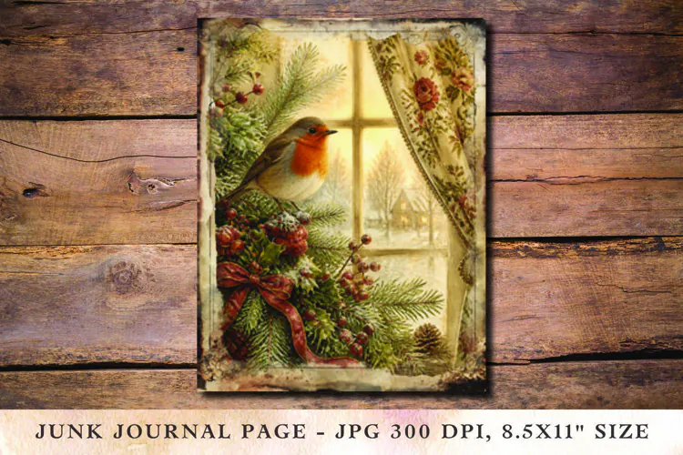 Christmas Junk Journal Pages bird