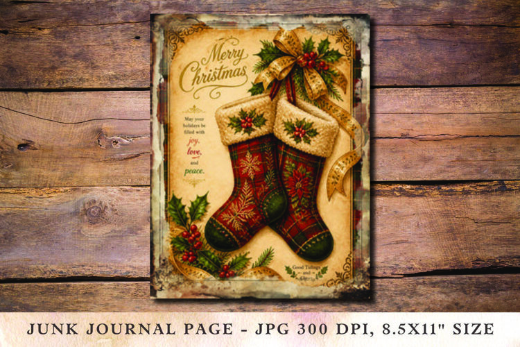 Christmas Junk Journal Pages Socks example image 1
