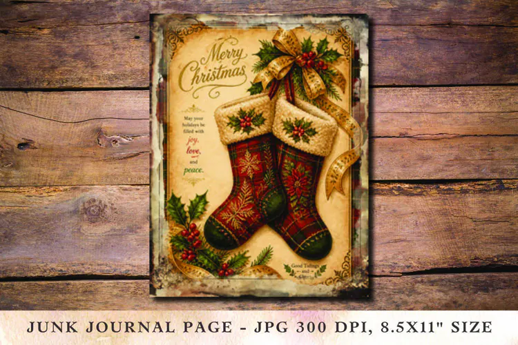 Christmas Junk Journal Pages Socks