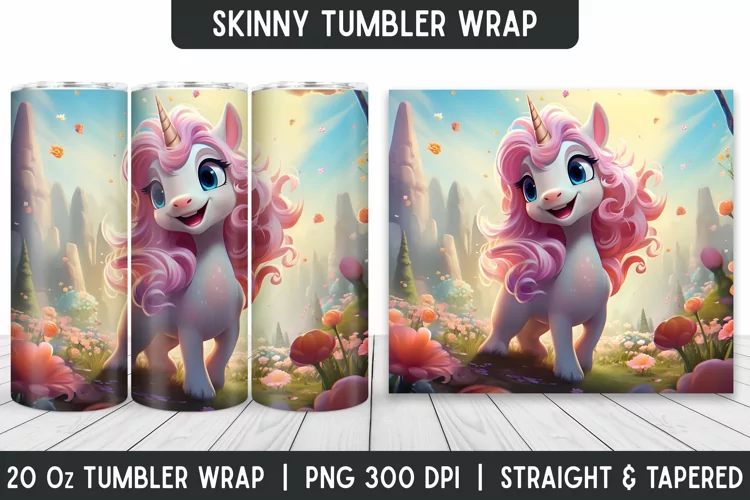 Unicorn Tumbler Wrap | 3D Sublimation | Skinny Tumbler