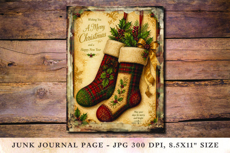 Christmas Junk Journal Pages Socks example image 1
