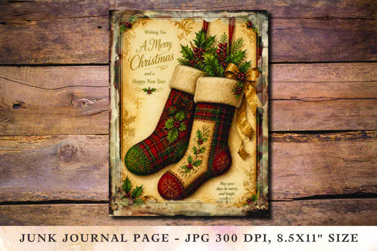 Christmas Junk Journal Pages Socks