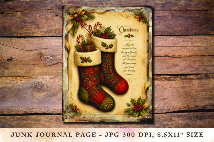 Christmas Junk Journal Pages Socks example image 1