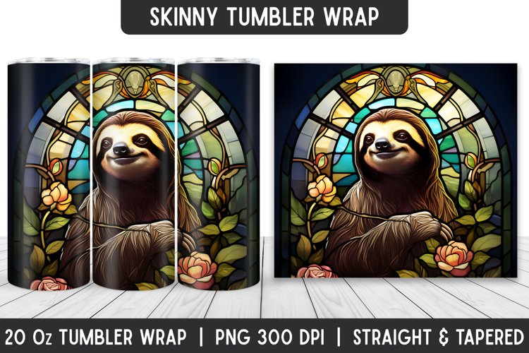 Sloth Stained Glass Tumbler Wrap | Sublimation | Tumbler