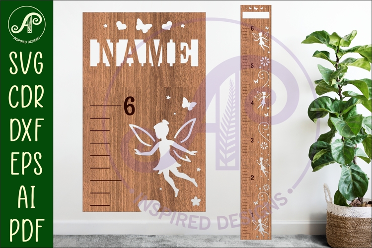 Fairies personalized kids height chart in Imperial