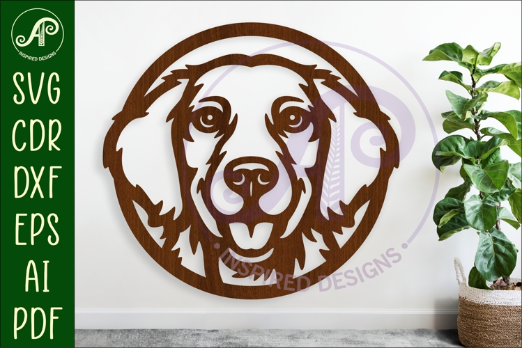 Golden Retriever Dog SVG Laser Cut File, Dog Face Wall Art