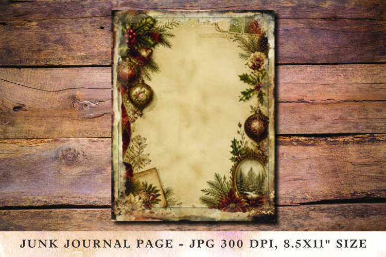 Christmas Junk Journal Pages Ornaments example image 1