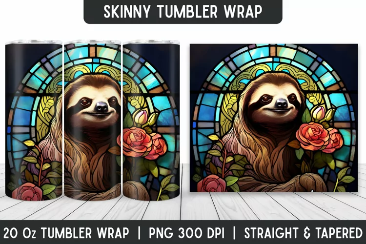 Sloth Stained Glass Tumbler Wrap | Sublimation | Tumbler