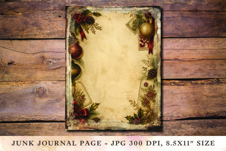 Christmas Junk Journal Pages Ornaments example image 1